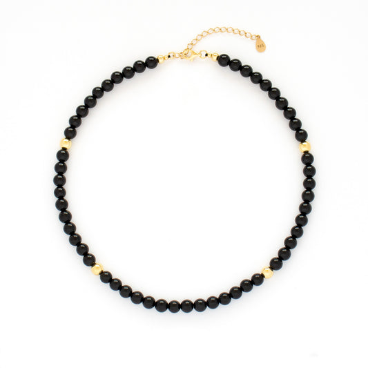 Aventari Black Onyx Necklace with Silver, Gold or Rose Gold