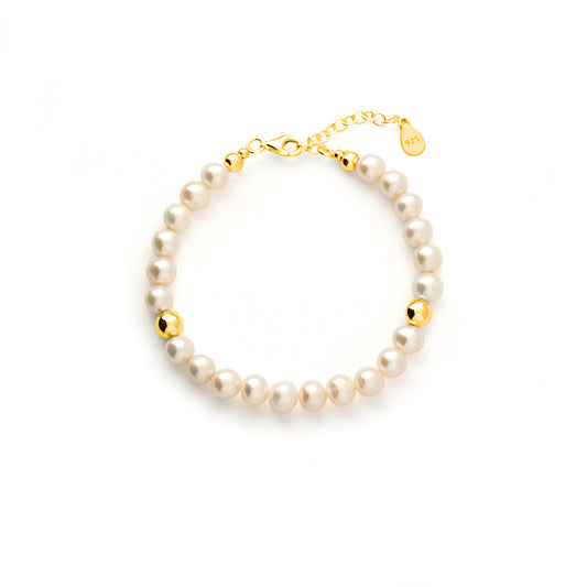 Aventari Pearl Bracelet with Silver, Gold or Rose Gold