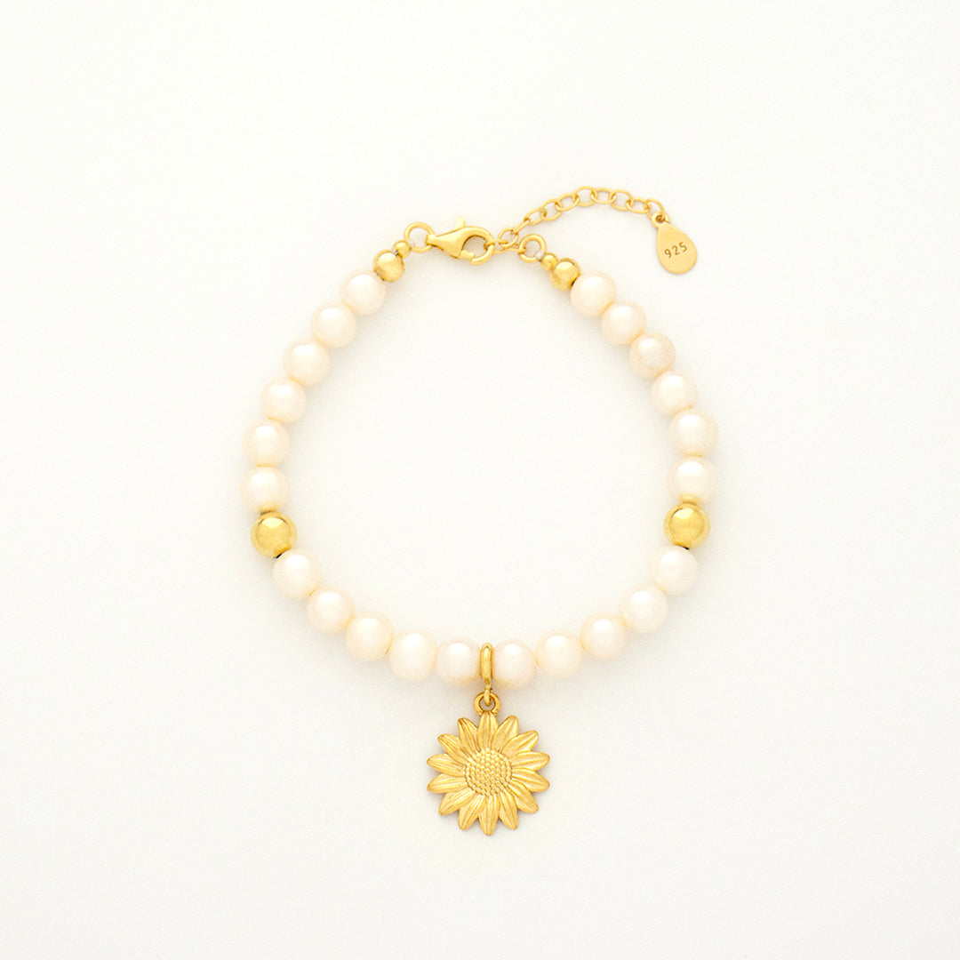 Pearl Courage Bracelet with Silver, Gold or Rose Gold