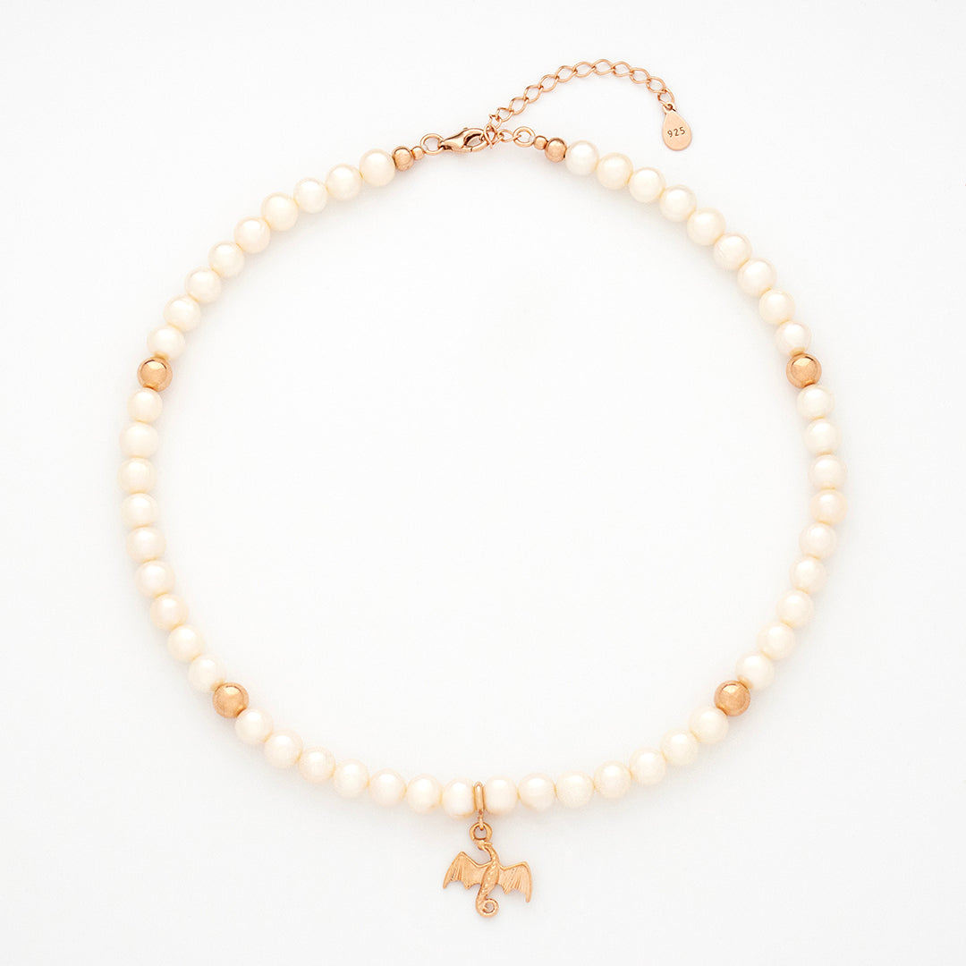 Pearl Courage Necklace with Silver, Gold or Rose Gold