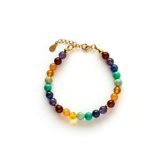 Chakra Rainbow gemstones bracelet with Silver, Gold or Rose Gold