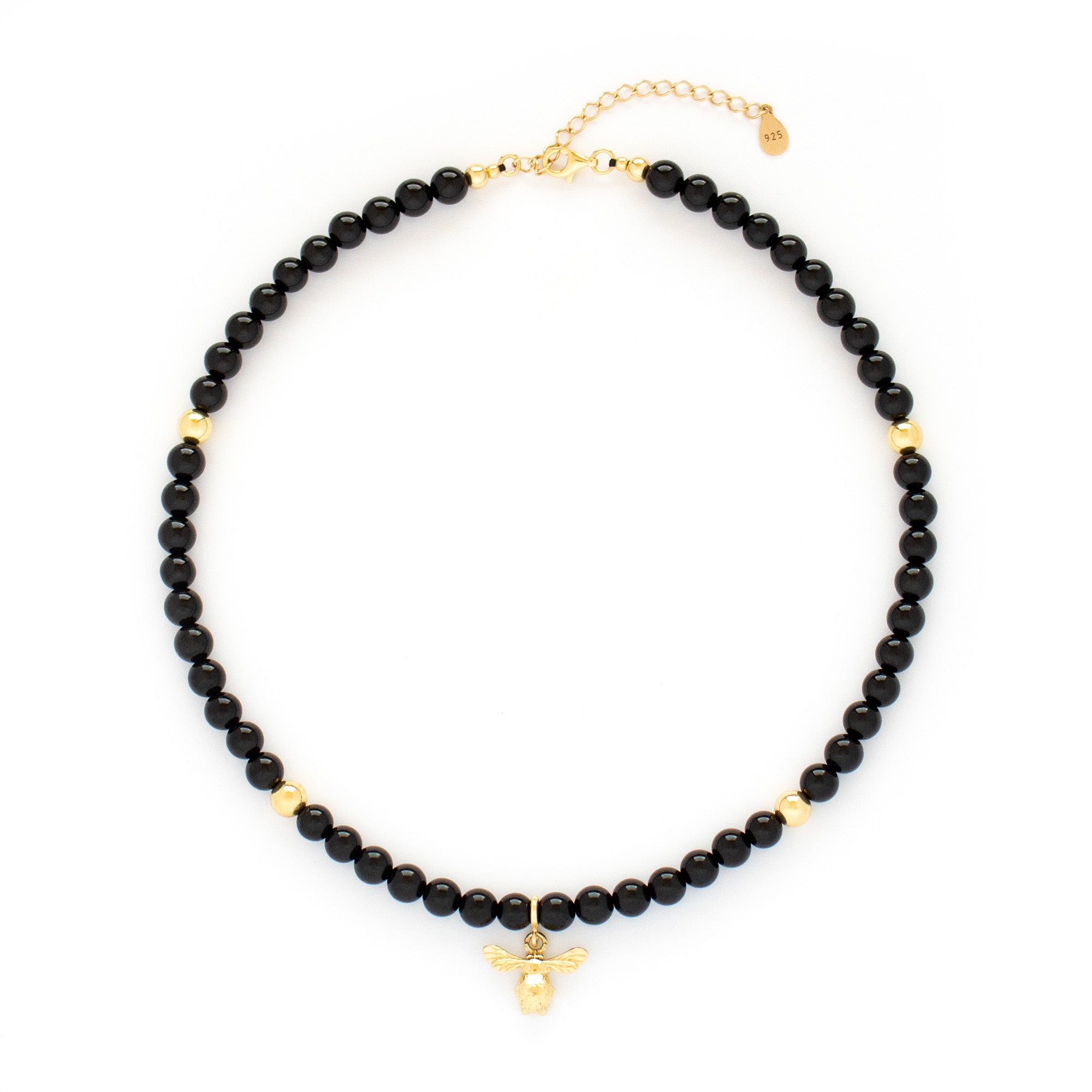 Black Onyx Necklace with Silver, Gold or Rose Gold