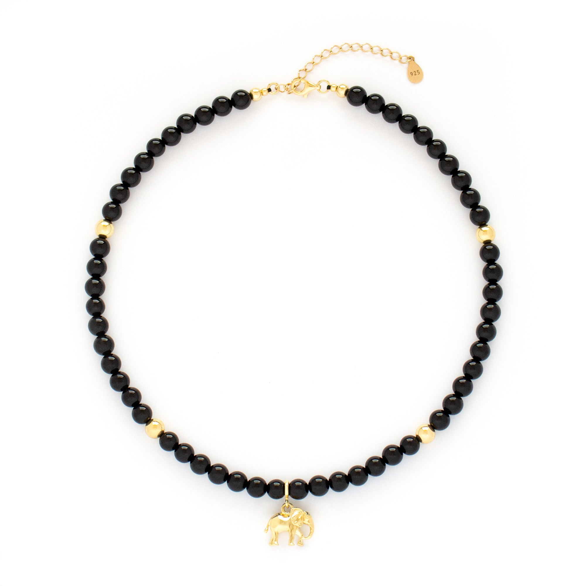 Black Onyx Necklace with Silver, Gold or Rose Gold