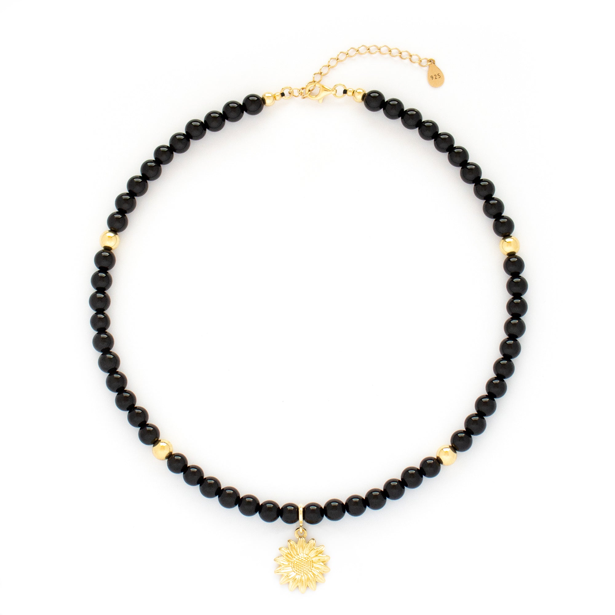 Black Onyx Necklace with Silver, Gold or Rose Gold