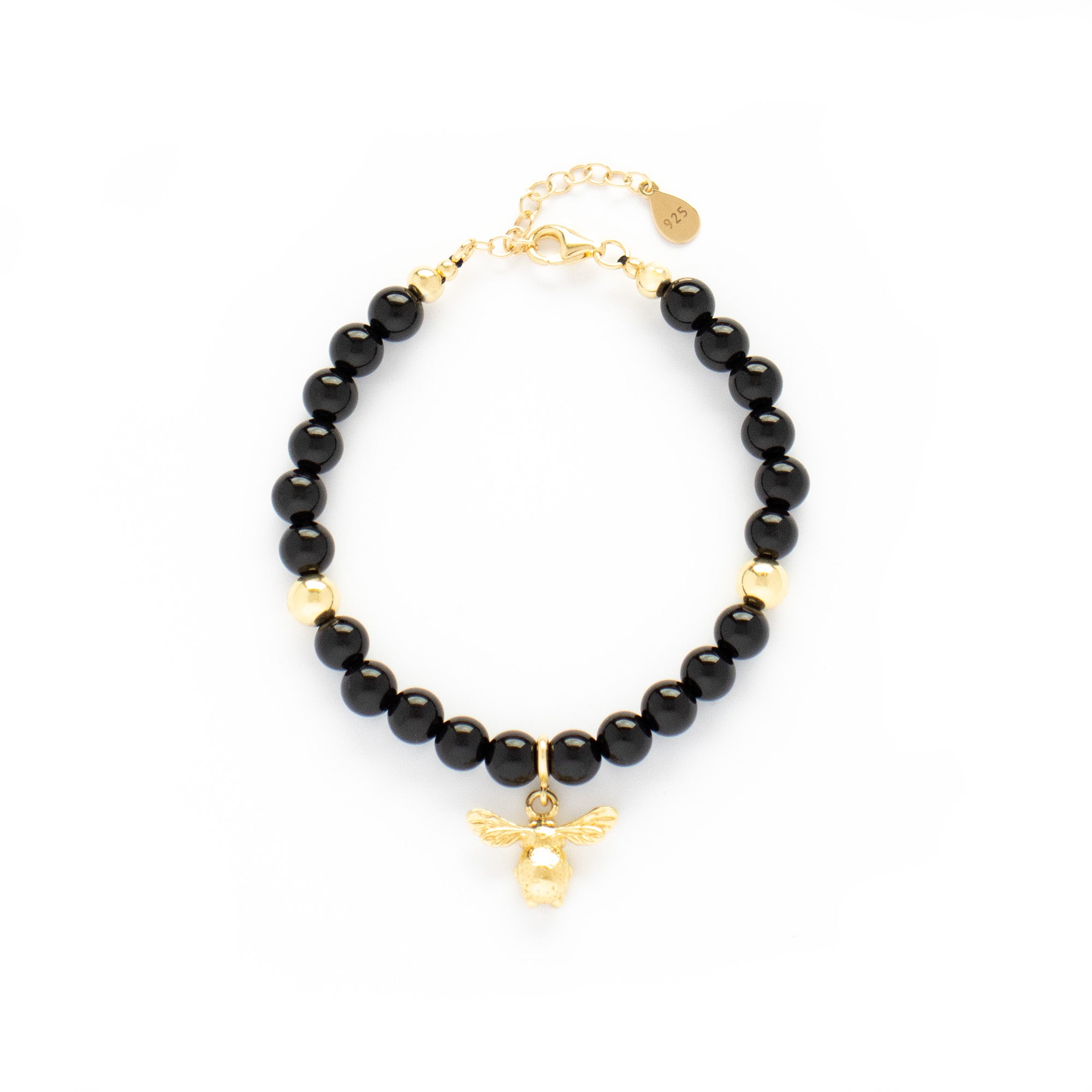 Black Onyx Focus Fine Bracelet with Silver, Gold or Rose Gold