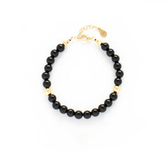 Black Onyx Fine Bracelet with Silver, Gold or Rose Gold