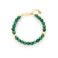 Malachite Bracelet with Silver, Gold or Rose Gold