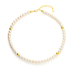 Pearl Necklace with Silver, Gold or Rose Gold