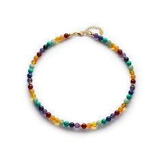 Chakra Rainbow gemstones necklace with Silver, Gold or Rose Gold