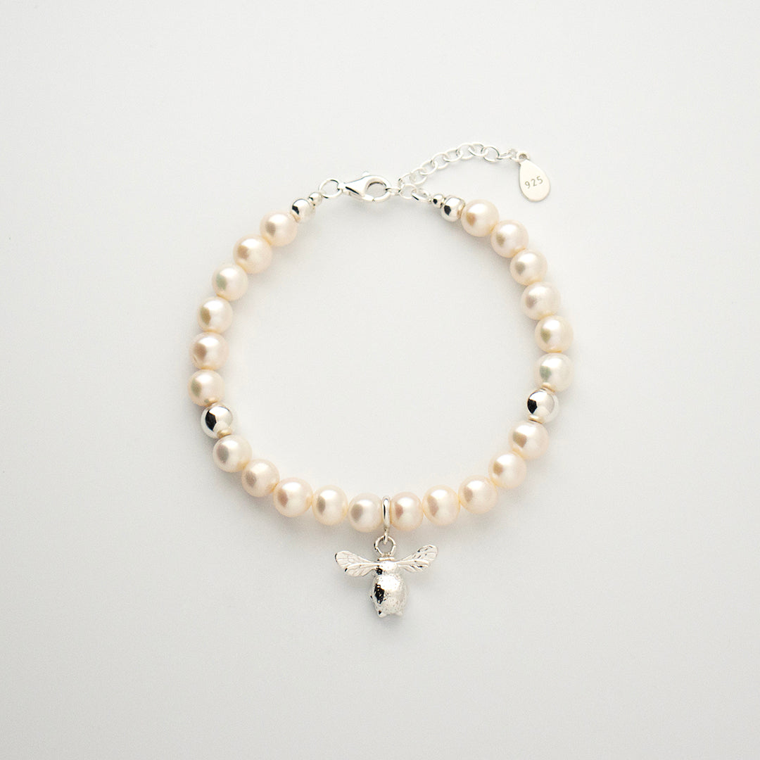 Pearl Courage Bracelet with Silver, Gold or Rose Gold