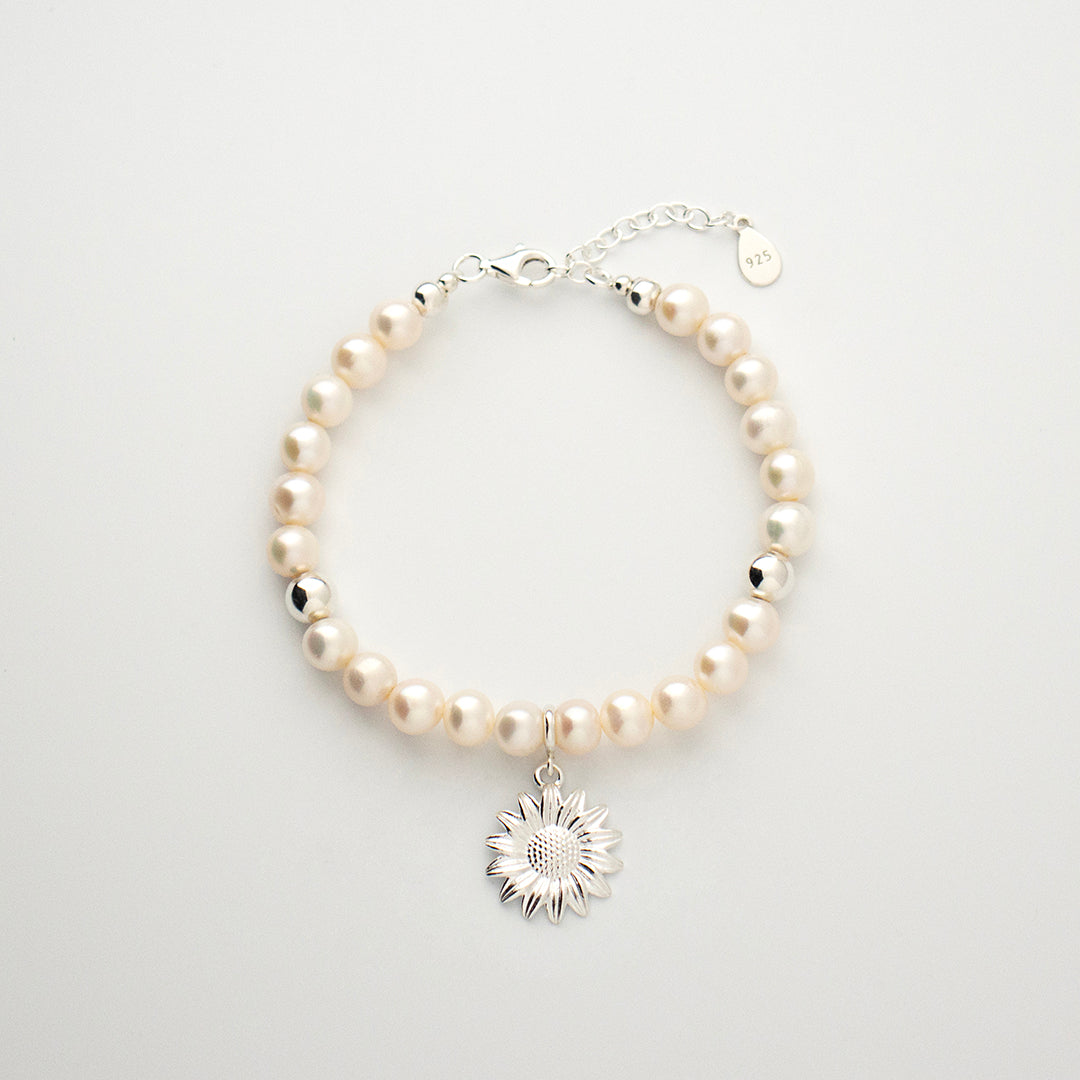 Pearl Courage Bracelet with Silver, Gold or Rose Gold