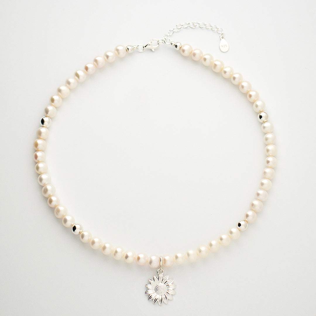 Pearl Courage Necklace with Silver, Gold or Rose Gold